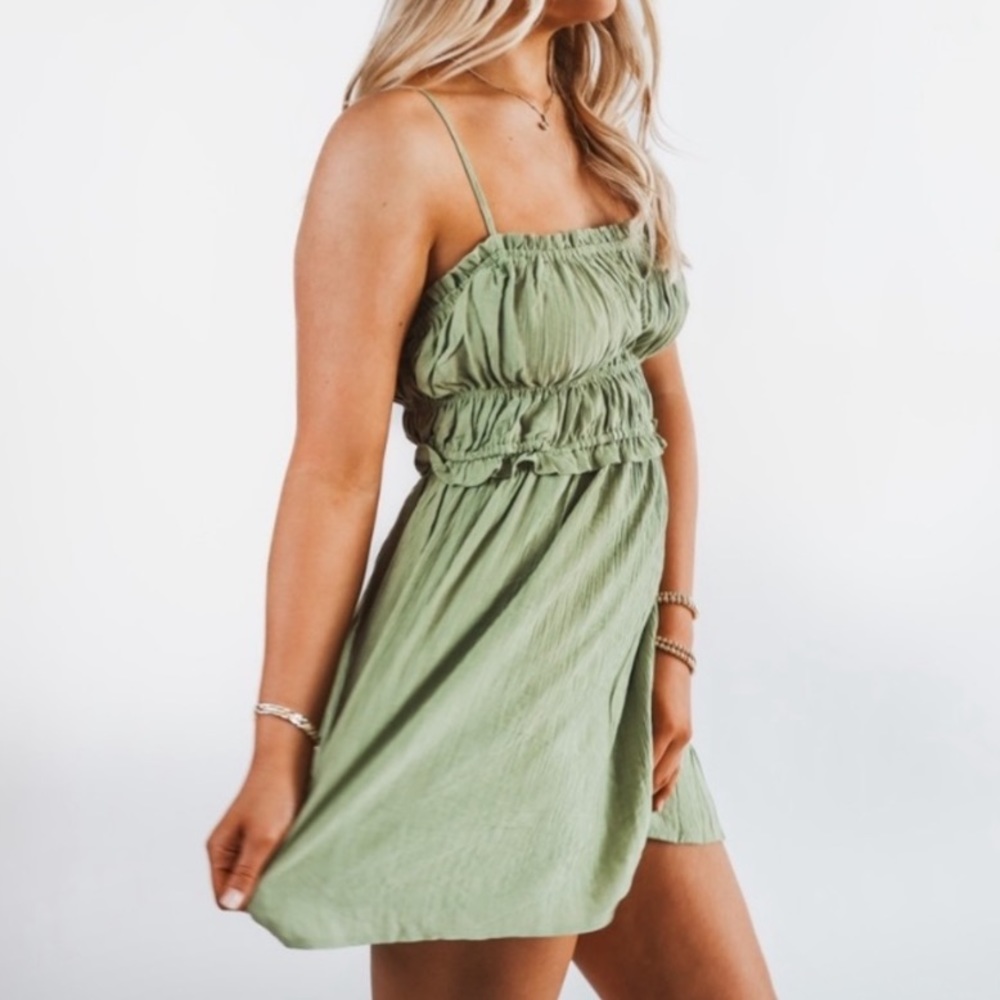 New Sicily Sage Mini Brunch Sun Dress